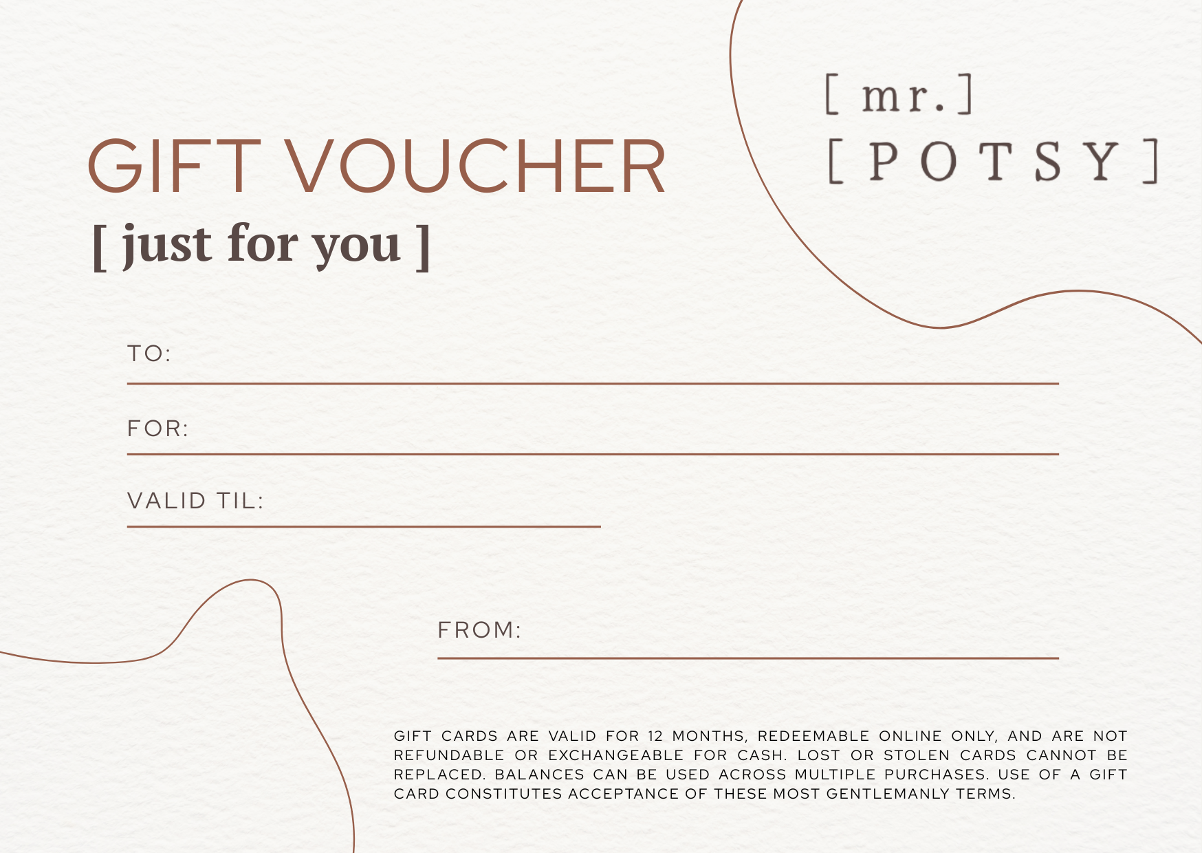 Mr. Potsy Gift Card